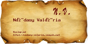 Nádasy Valéria névjegykártya